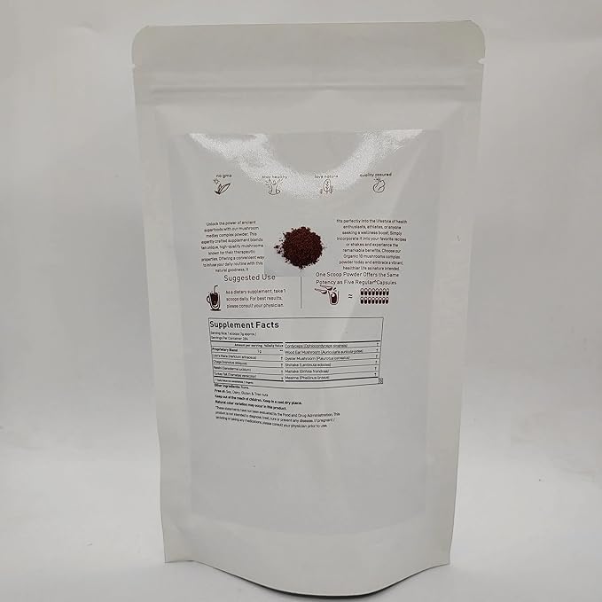 Organic Mega Mushroom Powder 10-in-1, 10oz – Lion’s Mane, Reishi, Shiitake, Cordyceps & More – Immune Boost, Energy, Brain Support – Non-GMO, Vegan, Gluten-Free Superfood Supplement