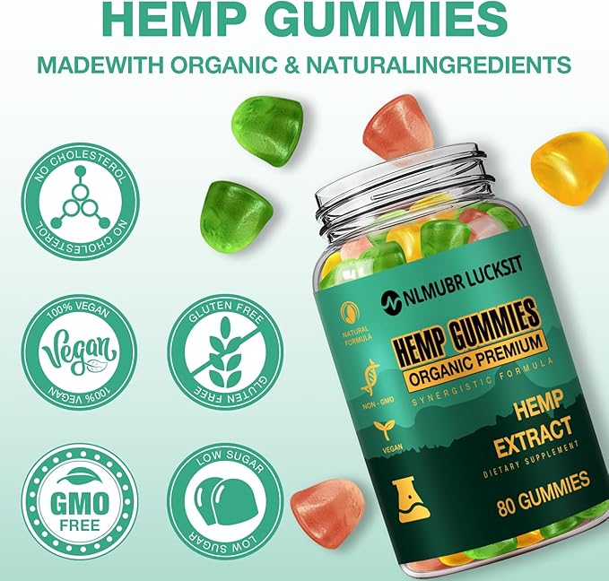 Hemp Gummies 1 Pack for Sleep Stress Anxiety Balance,Relaxes Body & Mind,Natural Edible Gummies with Omega 3-6-9 and Vitamin C,High Potency Organic Hemp Extract-80 Count