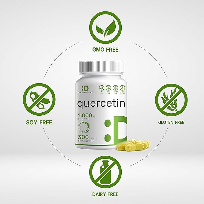 DEAL SUPPLEMENT Quercetin 1,000mg Per Serving, 300 Capsules – Healthy Immune Support Supplements, High Bioavailable Flavonoids, Natural Antioxidant – Non-GMO, Soy Free, No Gluten