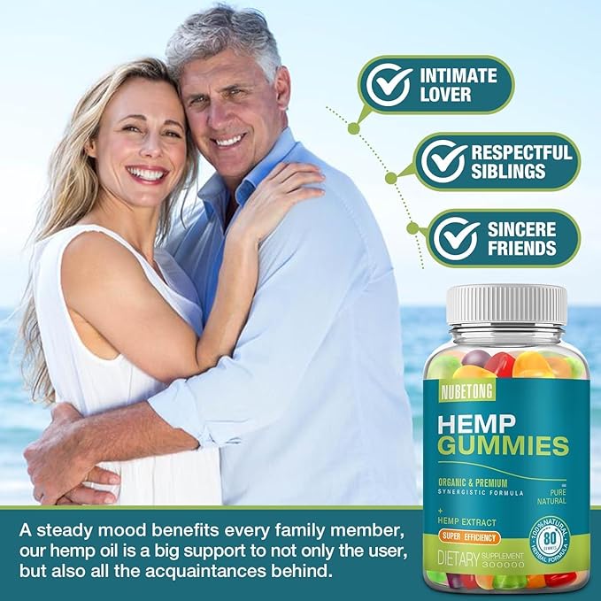 2 Packs Hemp Gummies for Sleep,Anxiety,Pain High Potency Hemp Supplement Edible Bear Gummy Extra Strength Pure Natural Hemp Oil Extract Vegan, Non-GMO