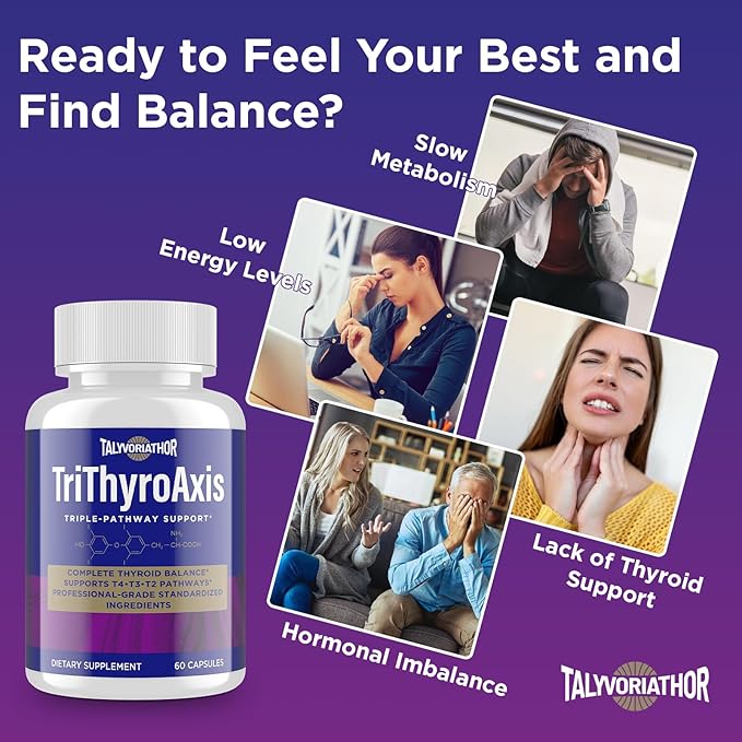 Thyroid Support Supplement for Women & Men – Professional T4, T3, T2 Triple-Pathway – Metabolism & Energy – with L-Tyrosine, Selenium, Ashwagandha – Standardized Herbs – 60 Capsules (2 Bottle)