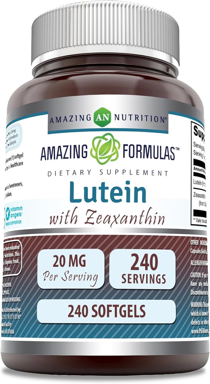 Amazing Formulas Lutein 20 mg with Zeaxanthin 800 mcg | Softgels Supplement | Non-GMO | Gluten Free | Made in USA (240 Count)