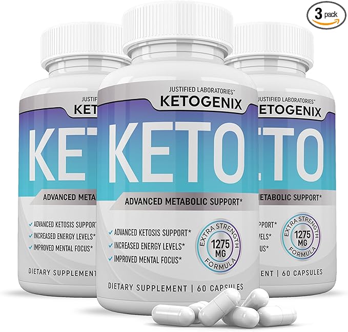 (3 Pack) Ketogenix Keto Pills 1275MG New & Improved Formula Contains Apple Cider Vinegar Extra Virgin Olive Oil Powder Green Tea Leaf 180 Capsules