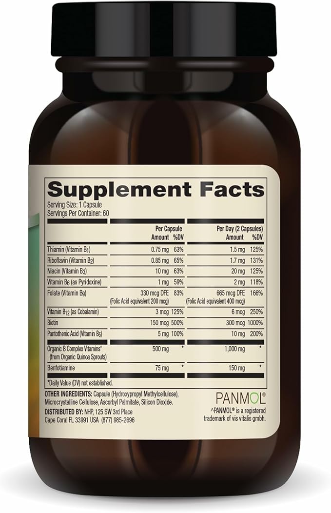 Dr. Mercola Vitamin B Complex with Benfotiamine - Supports Cellular, Brain & Immune Health - Non-GMO, Gluten-Free & Soy-Free - 60 Capsules (30 Servings)