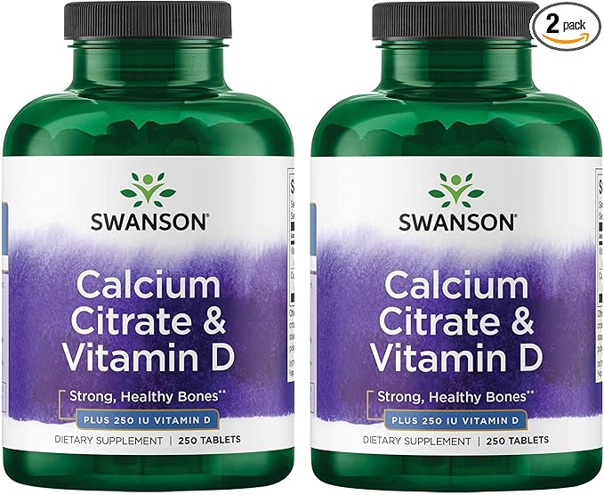 Swanson Calcium Citrate & Vitamin D3 250 Tabs (2 Pack)