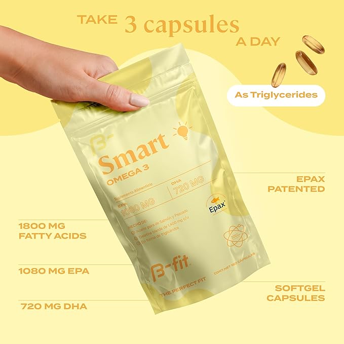 Fish Oil Omega 3 Supplements - 1800 mg Fatty Acids - 1080 mg EPA and 720 mg DHA - 180 Capsules from Norwegian Salmon & Cold-Water Fish - EPAX Patented - Odorless Softgel Capsules