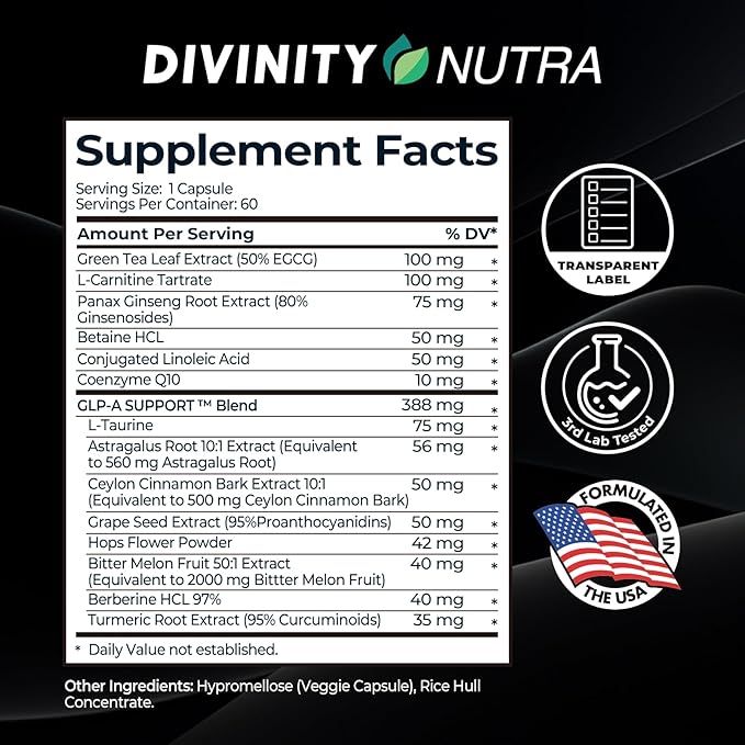 Daytime Fat Burner Supplement for Men & Women,with Green Tea Extract, L-Carnitine, Co-Q10, Turmeric, Berberine,Bitter Melon for Metabolism Appetite Support 60 Capsules