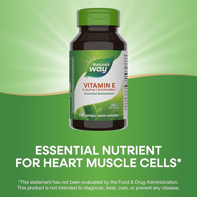 Nature's Way Vitamin E, D-Alpha Tocopherol, Essential Antioxidant, Helps Neutralize Free Radicals*, 268 mg per Serving, 100 Softgels (Packaging May Vary) - 2 Pack