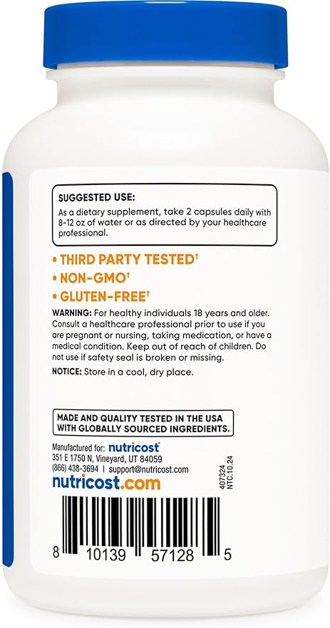 Nutricost Berberine HCl with Ceylon Cinnamon Capsules (120 Capsules, 60 Servings) - Non-GMO, Animal-Free Product