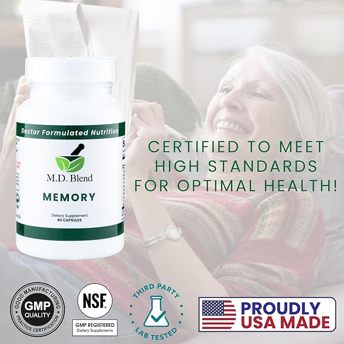 Memory - Natural Blend - Expert Formulated Supplement for Cognitive Wellness, Memory, & Neural Function - Premium L-Tyrosine, Phosphatidylserine, Bacopa Monnieri - 30 Capsules 1 Pack