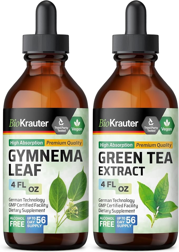 BIO KRAUTER Gymnema Tincture 4 Fl. Oz. & Green Tea Tincture 4 Fl. Oz.