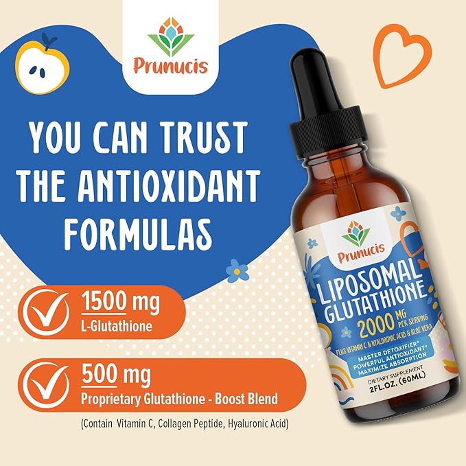 2000MG Liposomal Glutathione Liquid, 98% Absorption, Glutathione Liquid Supplement, Active Form L- Glutathione, Powerful Antioxidant Complex for Immune System, Aging Defense, Detox,8 FL.OZ