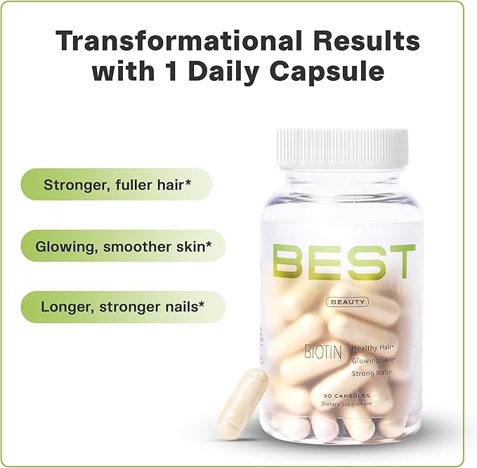 Best Biotin | Collagen | Keratin - Clinically Tested Multi Collagen Supplement for Hair Growth, Healthy Skin and Strong Nails. Non-GMO, Vegan, Gluten-Free. Made in USA. 30 Day Supply - 30 Count