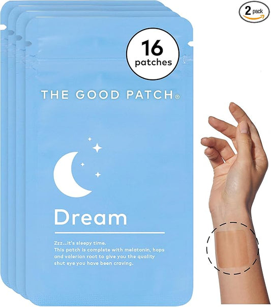 The Good Patch Plant Powered Sleep Support - Sustained Release Dream Patch with Melatonin, Hops, Valerian Root (16 Total Patches)