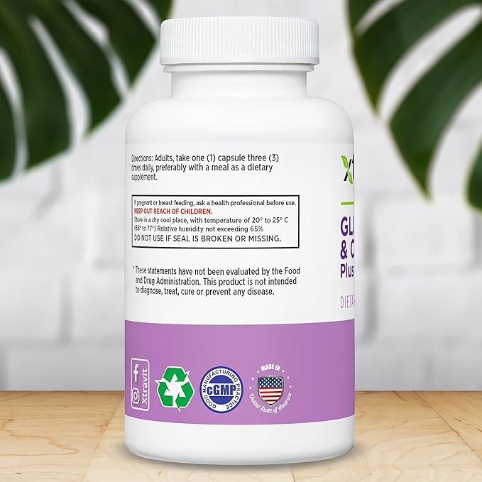 Glucosamine & Chondroitin Plus MSM – Natural Joint Support Supplement - Advanced Repair & Relief Supplements for Men & Women - Vegan, Non-GMO, Gluten Free, No Fillers, 60 Capsules