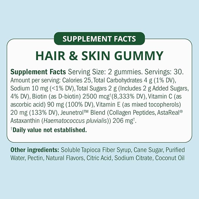 Semaine Hair & Skin Gummy — Collagen Gummy with Astaxanthin – Promotes Healthy Aging, Boosts Hair & Nail Strength, Supports Joints & Immune System, Wrinkle Support. (60 Count)