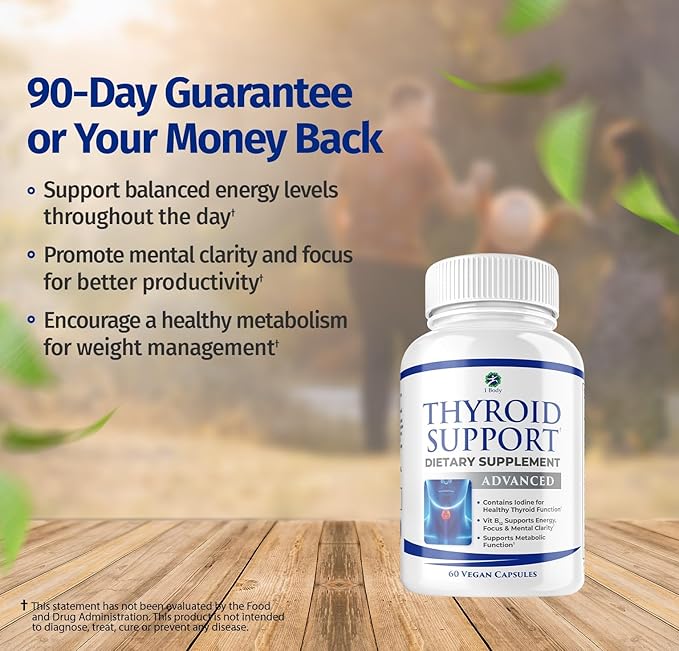 1 Body Thyroid Support Supplement with Iodine, B12, Zinc, Selenium, Ashwagandha, Non-GMO, Vegetarian, 30 Day Supply