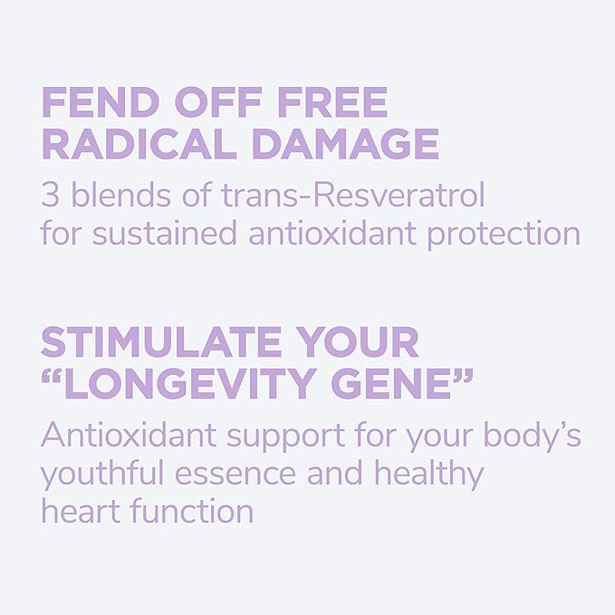 Reserveage Beauty Resveratrol 250 mg - Best Trans-Resveratrol - Vegan Antioxidant Supplement for Cellular & Heart Health - Aids Healthy Aging & Immune Health - 60 Vegetable Capsules (60 Servings)
