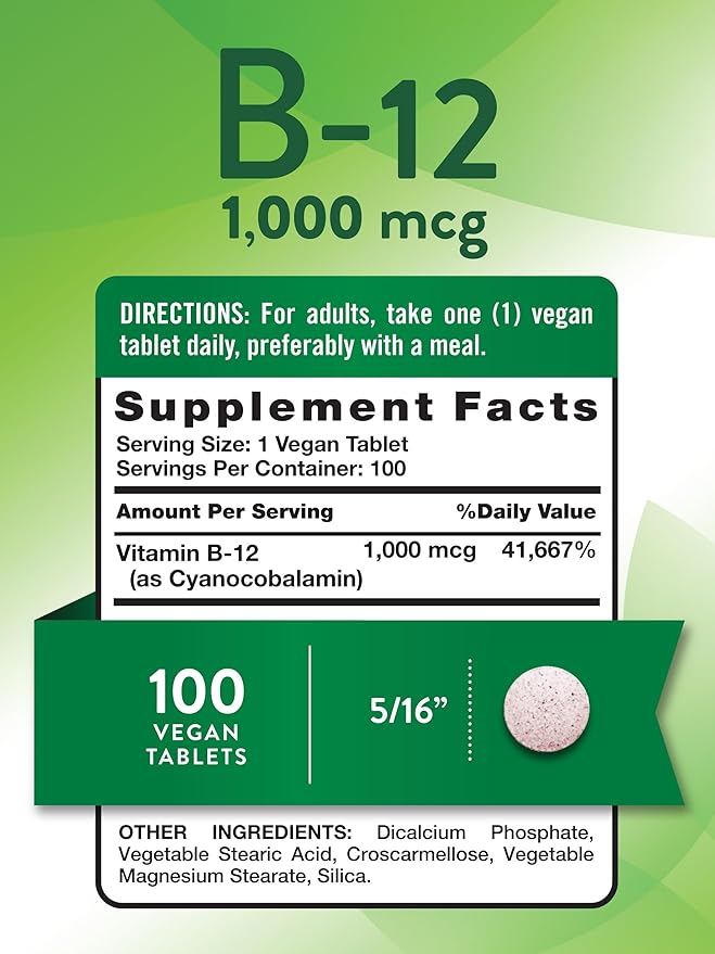 Nature's Truth Vitamin B12 1000 mcg Tablets | 100 Count | Vegan, Non-GMO & Gluten Free Supplement
