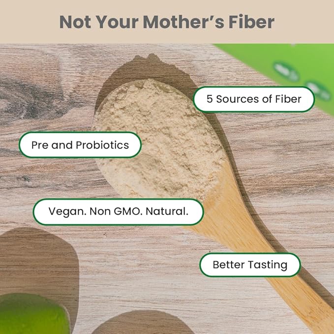 nbpure Daily Fiber Powder Blend for Digestive Health, Cholesterol Support, Healthy Weight Management - with Prebiotic, Insoluble, Soluble Fiber + 4 Probiotic Strains, Savory Mocha, Gusset, 45 Servings