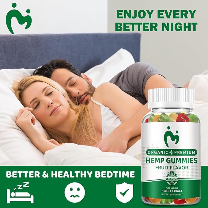 (3 Pack) Hemp Gummies for Pain Sleep Anxiety 100% Natural Pure Extra Strength Organic Hemp Oil Extract Edible Vegan Low Sugar Hemp Gummy for Adults
