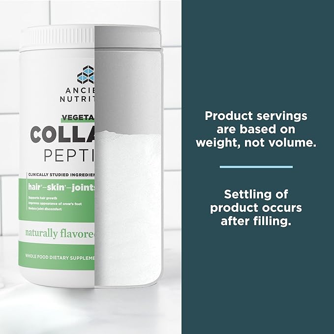 Ancient Nutrition Vegetarian Collagen Peptides, Collagen Peptides Powder, Collagen Powder with Natural Flavor, Prebiotics and Probiotics, Supports Healthy Skin, Hair, Joints, Digestion, 28 Servings