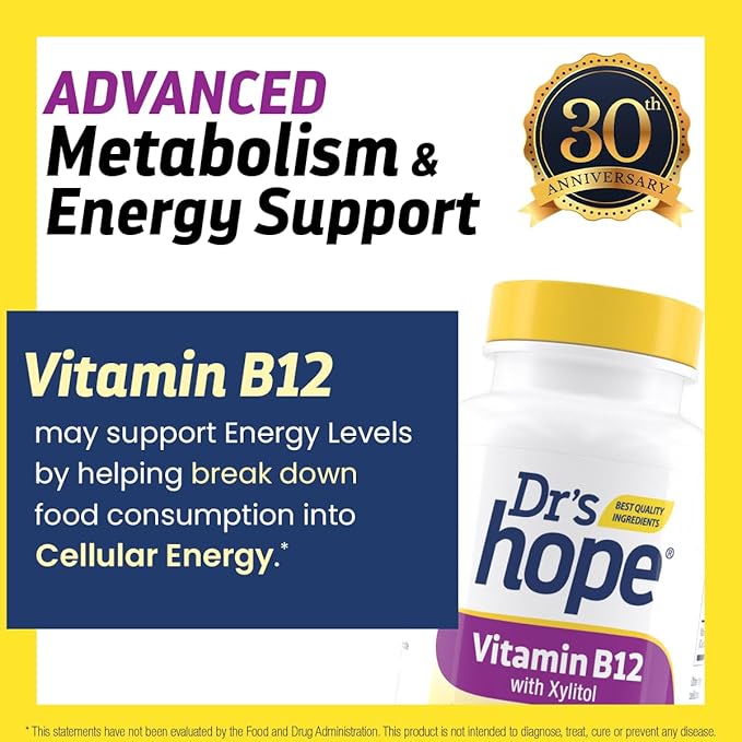 Vitamin B12 1000 Mcg, B12 Vitamins 1000 Mcg Help to Increase Metabolism, Energy Production and Nervous System Support, 90 Chewable Tablets - 1 Tablet Per Serving, Non-GMO & Gluten Free