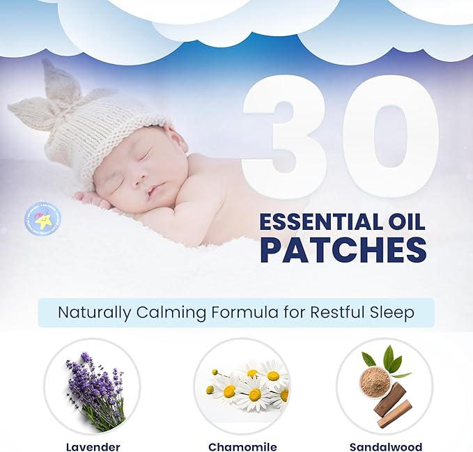 Gemma Joy StickyOnes Sleep Patches for Kids - No Melatonin Sleep Aid Bedtime Patches for Kids with All Natural Sandalwood, Chamomile & Lavender Essential Oil -Sticks to Clothes All Night (30 Stickers)