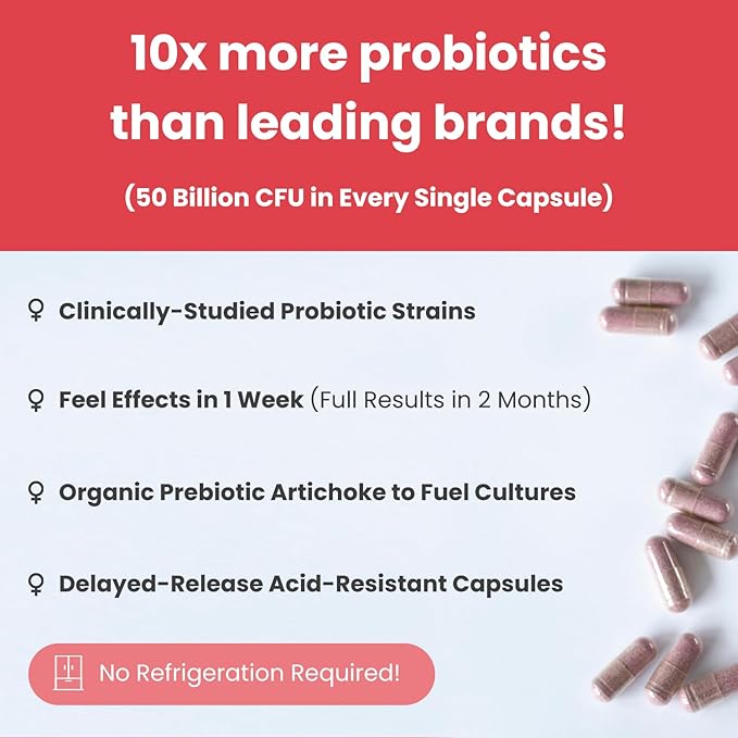 Vaginal Probiotics for Women pH Balance | 50 Billion CFU Womens Probiotic + Cranberry Pills for Vaginal Health, Healthy Odor, Yeast, Urinary Tract | Vegan Women's Probiotics and Prebiotics Supplement