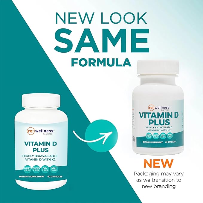 Reignite Wellness by JJ Virgin | Vitamin D Plus | Relevant Serving of 5000 IU, Highly Absorbable Vitamin D + Vitamin K1 & K2 | GG Supplement for Immune Health | Bone and Heart Supplement | 60 Softgels
