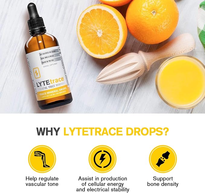 Trace Mineral Drops by LyteTrace 100ml x 200 Servings - Max-Absorption Ionic Natural Sodium Free Trace Minerals Concentrate to Balance The Body's pH - Non-GMO, Vegan, Kosher, and Keto Friendly