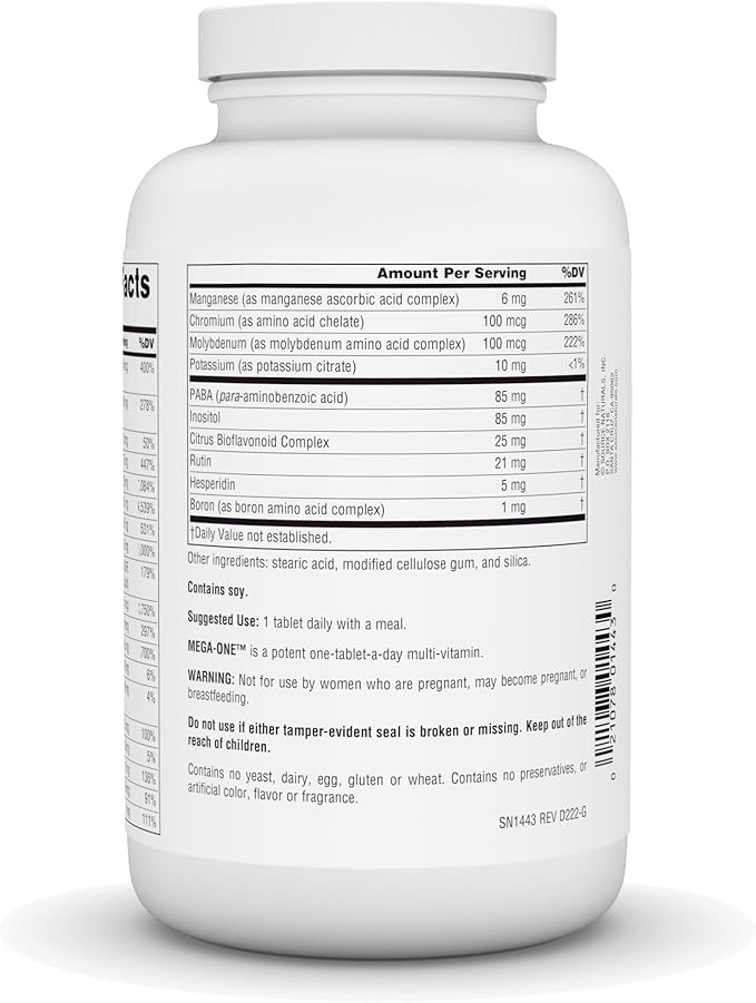 Source Naturals Mega-One Muti-Vitamin with Minerals, No Iron - 180 Tablets
