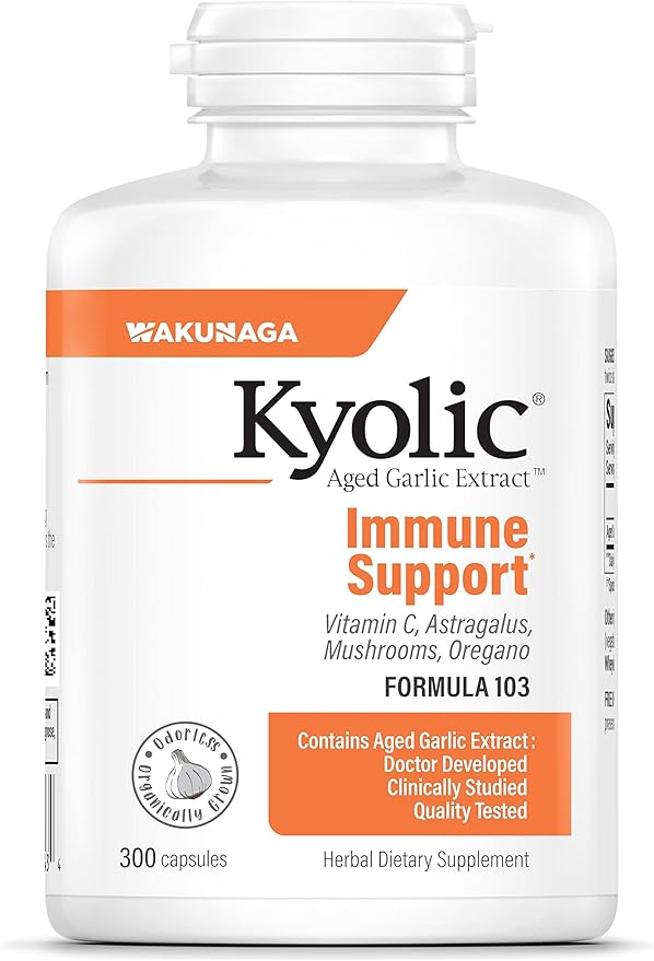 Kyolic Aged Garlic Extract Formula 103 Immune Support, 300 Capsules (Packaging May Vary)