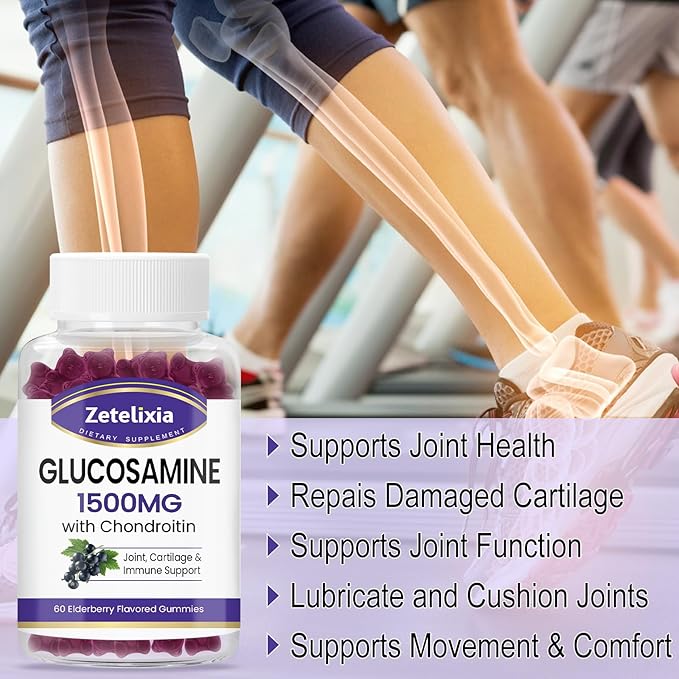 2 Pack Glucosamine Chondroitin Gummies, Glucosamine Chondroitin with MSM, Elderberry, Turmeric - Joint Support Supplement for Adults, Men & Women, Elerberry Flavor 120 Count