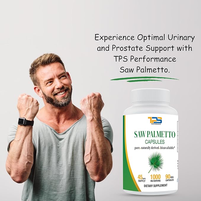 Saw Palmetto 1000mg per Serving for Men Prostate Supplements | Potent Saw Palmetto for Urinary and Prostate Health | 90 Veg Capsules,45 Days Supply