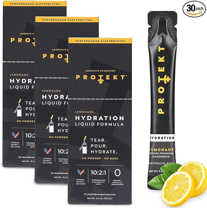 Electrolyte Packets for Recovery & Hydration | Organic & Sugar-Free Electrolytes Drinks | Works Faster Than Powder Drink | On-The-Go Liquid Hydration Drink | Lemonade, 30 Pack
