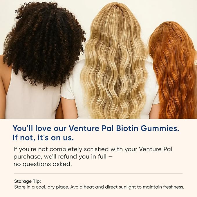 Venture Pal Biotin Gummies with Collagen & Keratin - Hair Growth Support Skin and Nail Strength Vitamins for Women & Men - Biotin 10000mcg | B-Complex | Saw Palmetto - Sugar Free, Non-GMO, 60ct