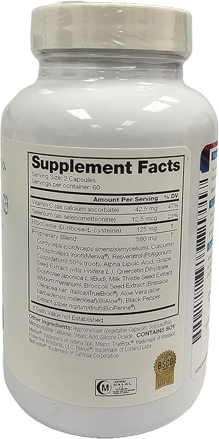 Max International Advanced Glutathione Support with RiboCeine & Antioxidants | 120 Capsules | 4 Pack | 120-Day Supply | Supports Cellular Health | Gluten & Melamine Free
