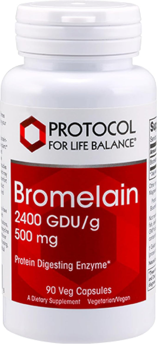 Protocol Bromelain - 500mg Capsules - Protein Digestive Enzyme - Supports Healthy Digestion* - Digestion Supplement - Vegan & Kosher - 90 Veg Capsules