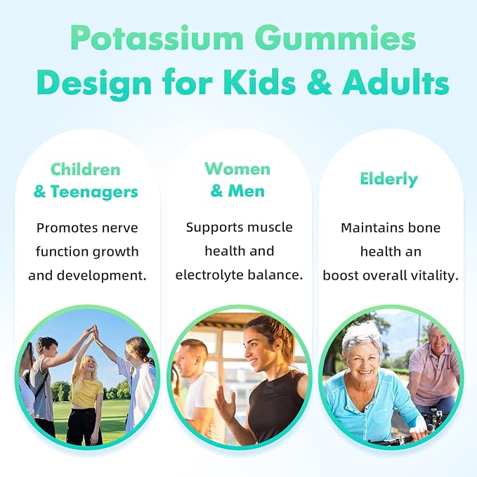 softbear Potassium Citrate Gummies, High Potency Potassium Citrate 1000mg Supports Leg Cramps & Muscle Health Potassium Gummies for Adults & Kids Mixed Fruit Flavor 120 Count