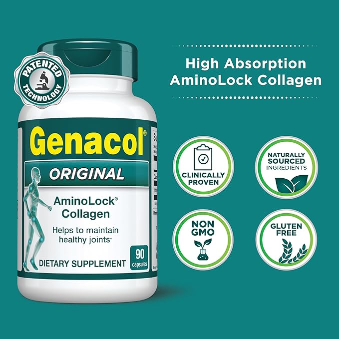 Genacol Collagen Supplement with Ultra-Hydrolyzed Collagen Peptides, Maintains Joint Health, for Joints & Knees, 90 Capsules (30-Day Supply)