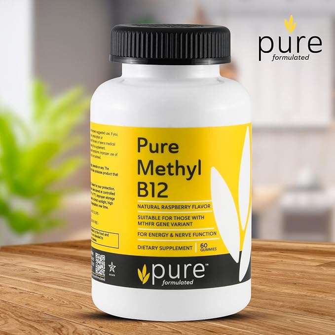 Methyl B12 Vitamin Gummies - Vegan Vitamin B12 Methylcobalamin Gummies for Adults & Kids - Chewable B-12 gummy for Energy & Nerve Function – Gluten-Free, Dairy-Free, Kosher-60 Gummies 1500 mcg