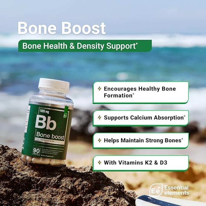 Essential Elements Bone Boost Bone Health Supplement - Bone Support and Calcium Supplement with Vitamin D 3, K2, Cissus Quadrangularis for Bone Strength - 270 Capsules (90 Day Supply) (3-Pack)