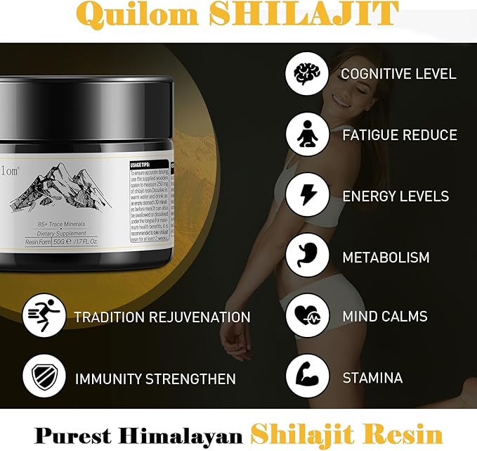Shilajit Pure Himalayan Organic Shilajit Resin - Shilajit Supplement - Gold Grade 100% Pure Shilajit with Fulvic Acid & 85+ Trace Minerals Complex for Energy & Immune Support - 50 Grams