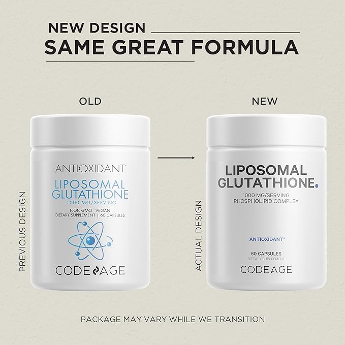 Codeage Liposomal Glutathione 1000 mg Supplement, High-Potency Reduced L-Glutathione - Liposomal Delivery - Phospholipids - Non-GMO, Gluten-Free - 60 Capsules