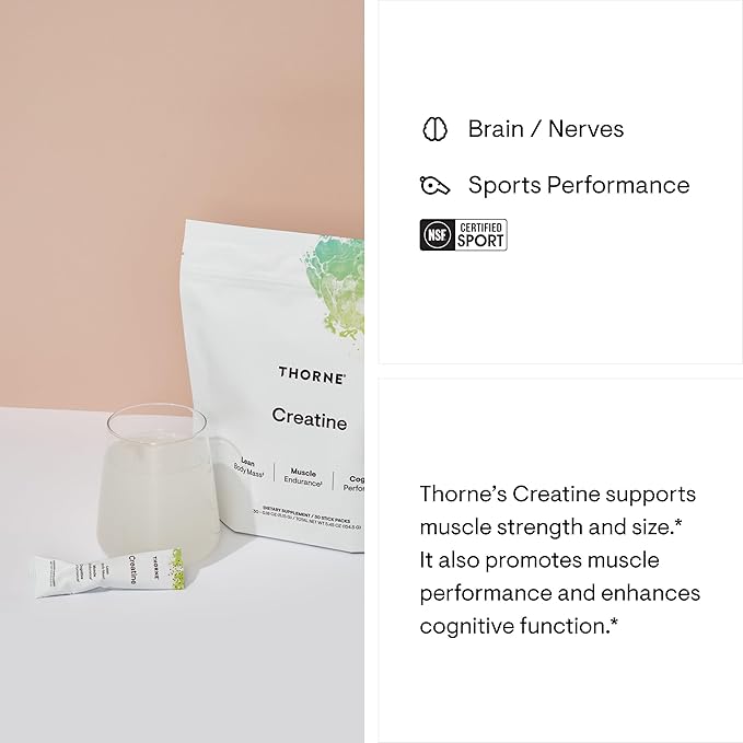 THORNE - Creatine - Creatine Monohydrate, Amino Acid Powder - Support Muscles, Cellular Energy and Cognitive Function* - Gluten-Free, Keto - NSF Certified for Sport - 5.45 Oz - 30 Servings