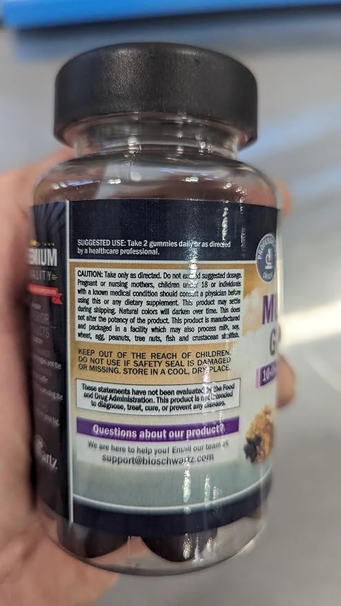 Mushroom Gummies for Adults - 10-in-1 Functional Mushroom Supplement for Mood and Focus with Lions Mane Turkey Tail Cordyceps Shiitake Reishi - Vegan, Non-GMO, Fresh Raspberry Flavor, 60 Count