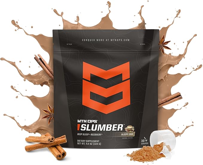 MTN OPS Slumber Sleep Aid for Muscle Recovery & Deep Sleep, Sleepy Chai Sleep Support Powder Drink Mix, 30 Servings
