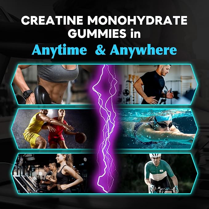 Creatine Monohydrate Gummies for Men, Creatine Monohydrate 5g Chewables for Muscle Growth & Recovery, Vegan, Sugar Free, Mixberry Flavor, 120 Count
