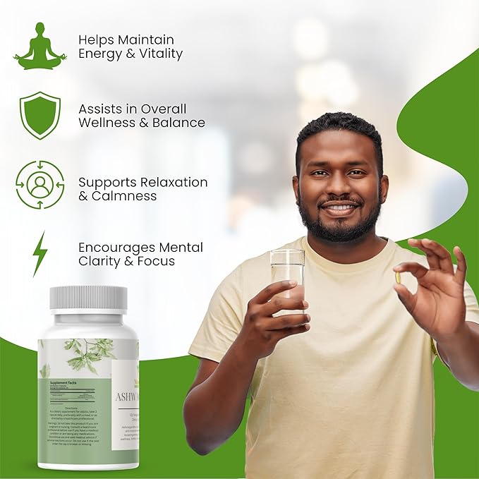 Organic Ashwagandha Capsules 3000mg – Maximum Strength Adaptogen for Stress Relief, Energy & Sleep – 120 Vegan Capsules – With Black Pepper for High Absorption – Non-GMO, GMP Certified